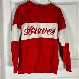 Vintage Braves Red and White Men's Sweater